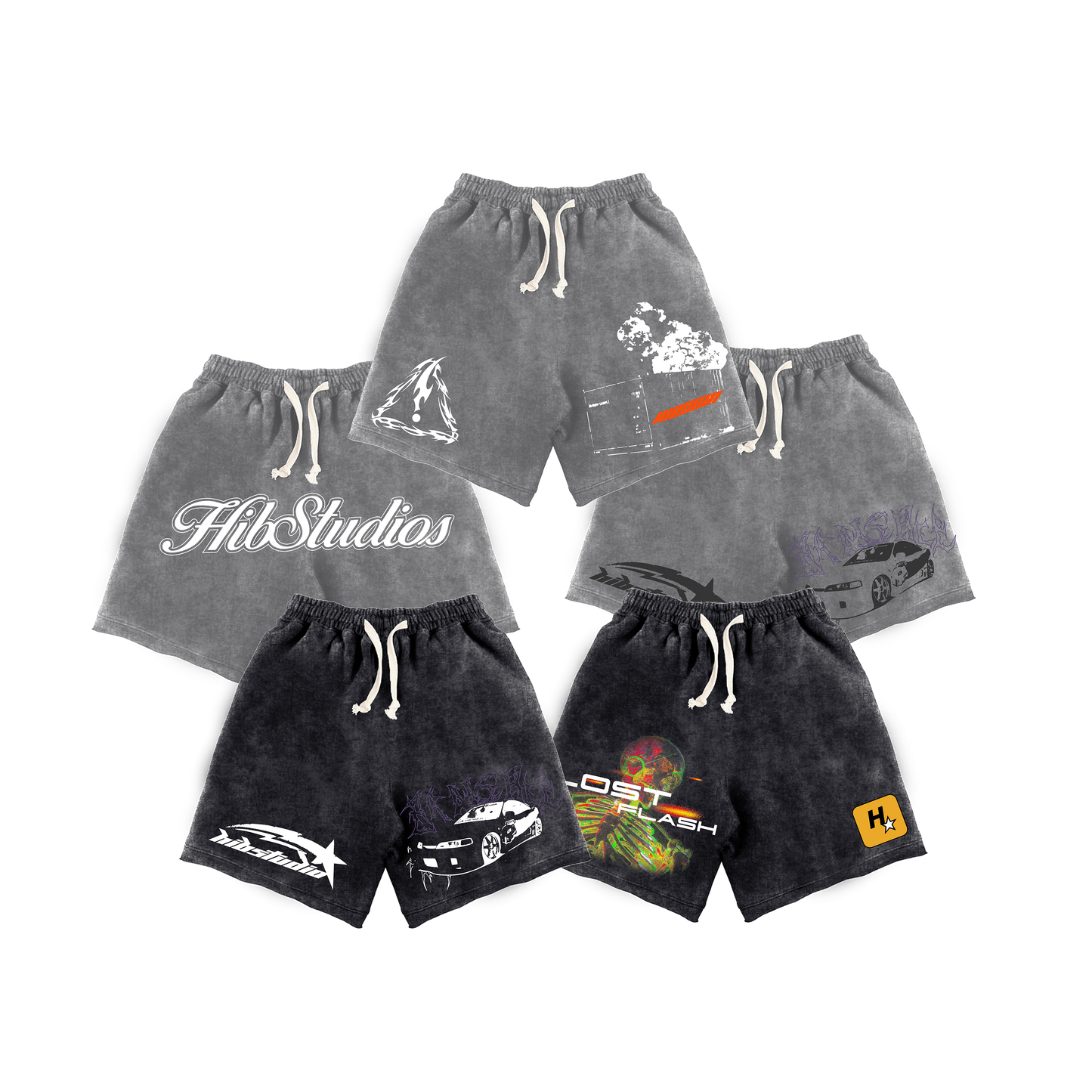 Short acid wash streetwear