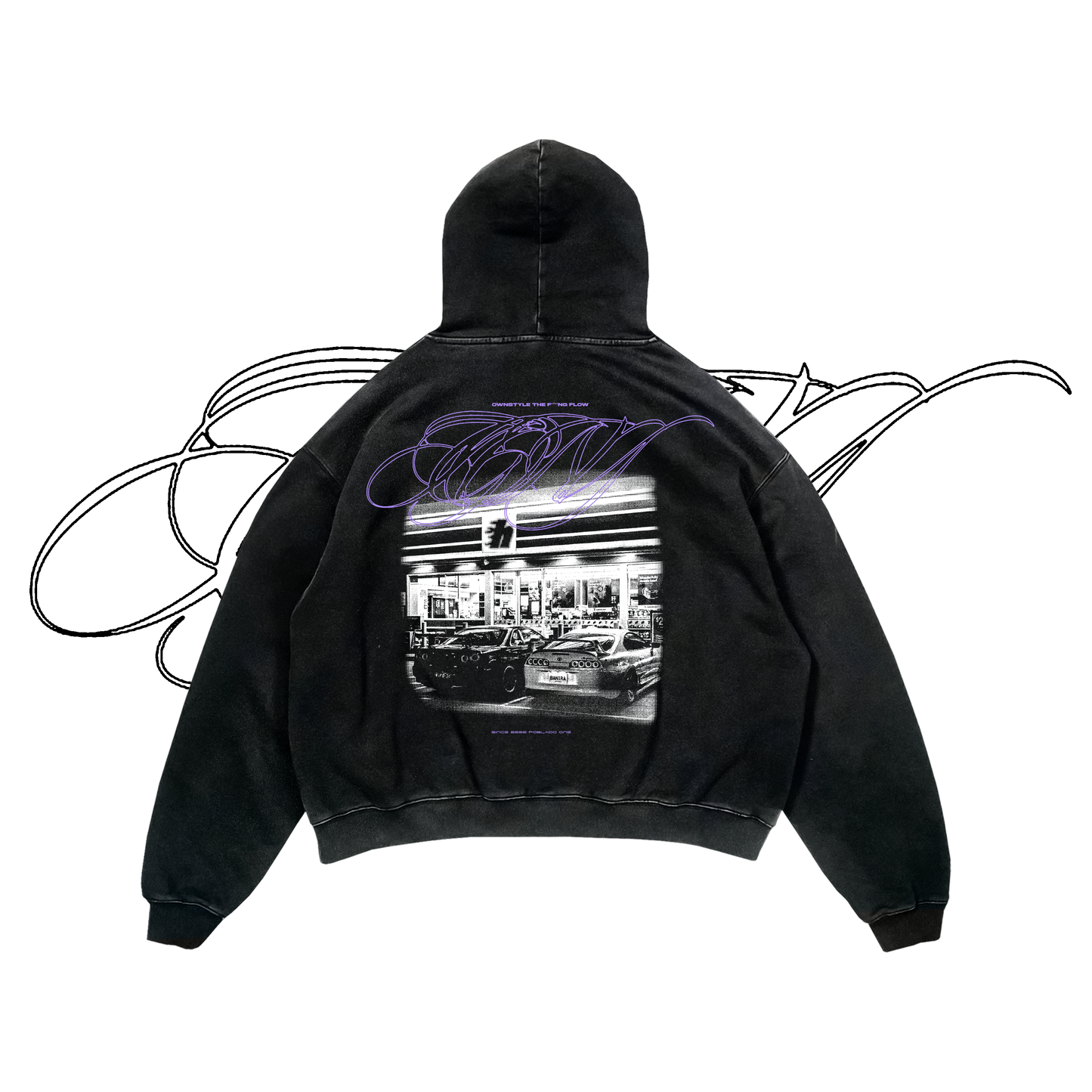 Hoodie acid wash Purple car