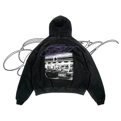 Hoodie acid wash Purple car